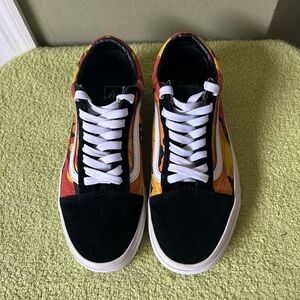 Vans Black Yellow Orange Women's Sneakers with white Thick Sole